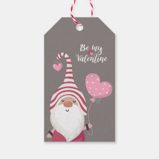 Valentine Gnome Present Gåva Märke Presentetikett