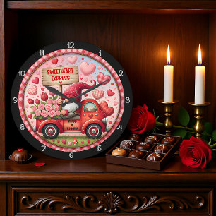 Valentine Gnome Sweetheart Express Stor Klocka