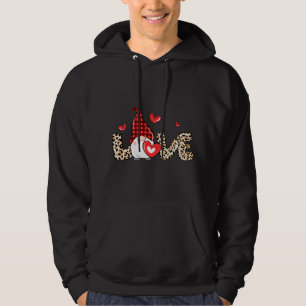 Valentine Gnomes Cheetah Heart Valentines Day Gno Hoodie