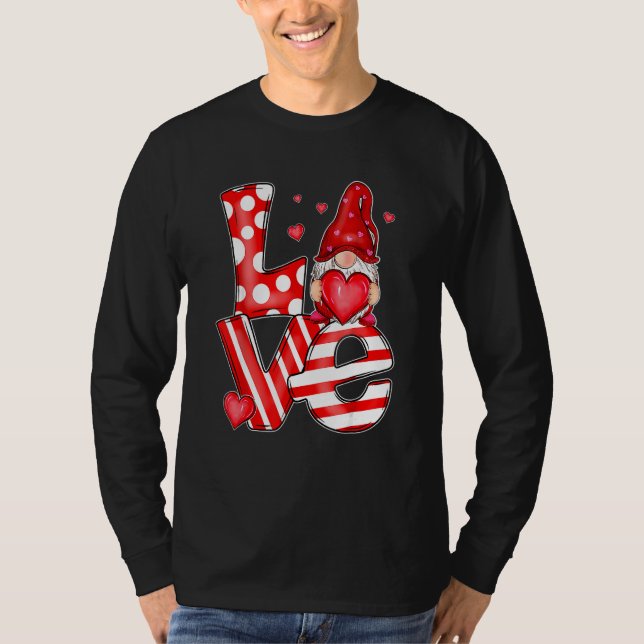 Valentine Gnomes Holding Hearts Valentine's Day Gn T Shirt (Framsida)