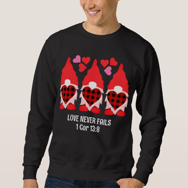VALENTINE GNOMES Kärlek Misslyckas aldrig Lång Ärmad Tröja (Framsida)