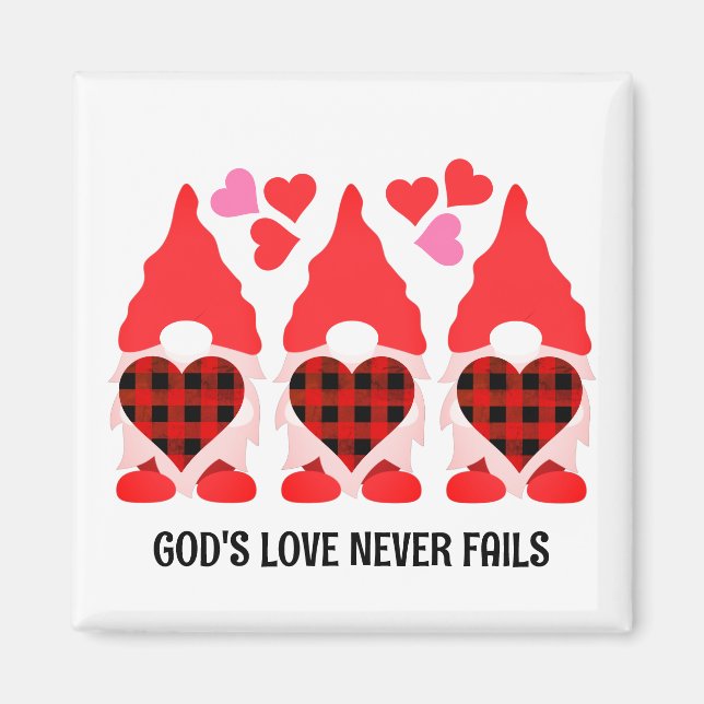 VALENTINE GNOMES Kärlek Misslyckas aldrig Magnet (Framsidan)