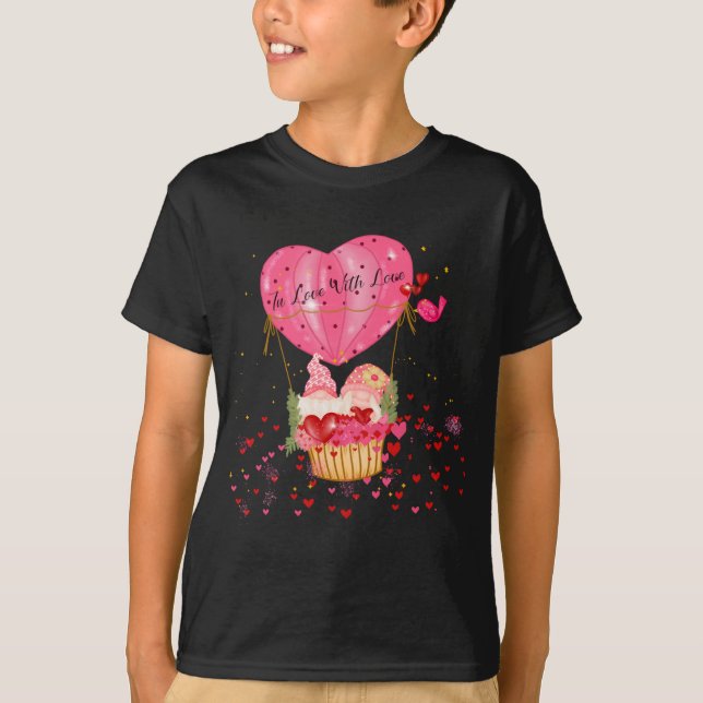 Valentine Gnomes Luftballong Heart Valentine T Shirt (Framsida)