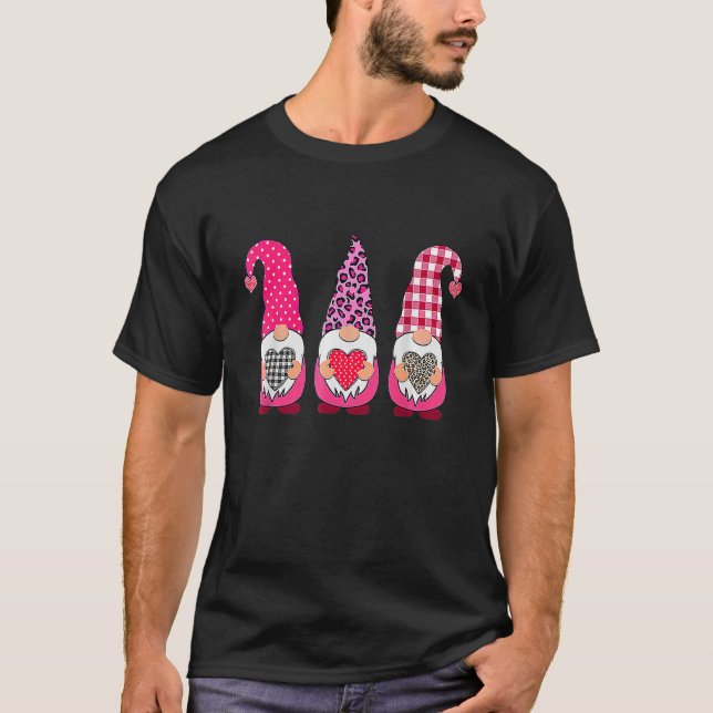 Valentine Gnomes Valentine's Day Love Leopard Buff T Shirt (Framsida)