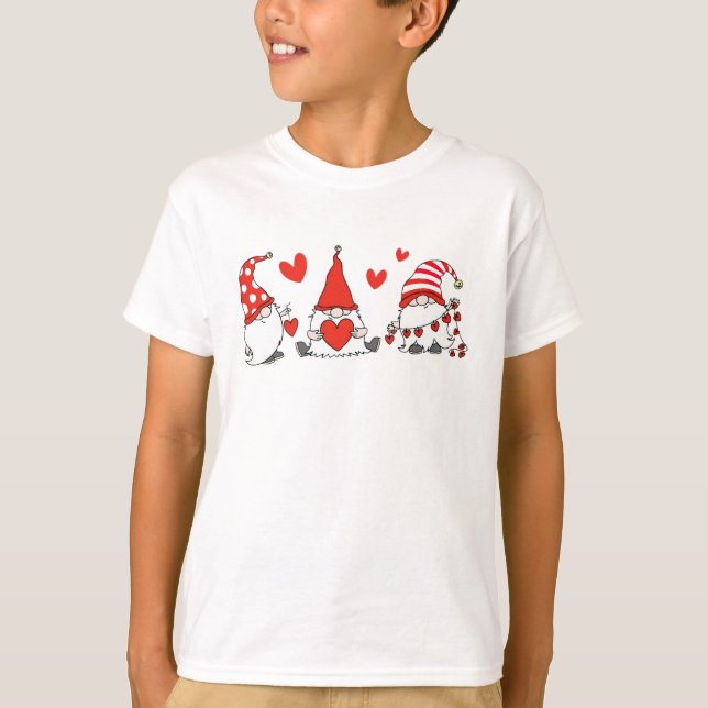 Valentine Gnomies Funny Happy Valentine Day T Shirt (Framsida)