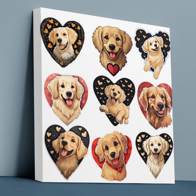 Valentine Golden Retriever Hund Canvastryck (Valentine Golden Retriever Dog Canvas Print)