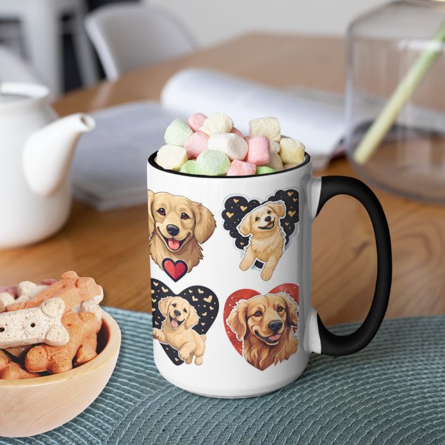Valentine Golden Retriever Hund Mugg (Cute Valentine Golden Retriever Dog Mug)