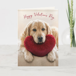 Valentine Golden Retriever med hjärtkudde Kort