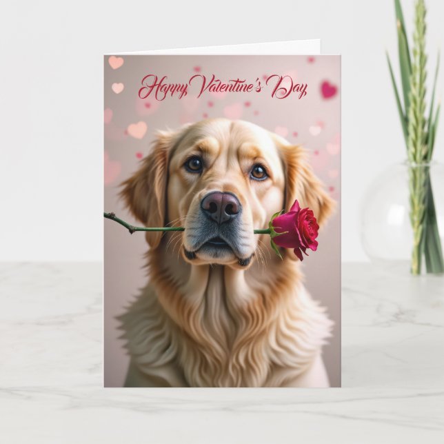 Valentine Golden Retriever med Ro Kort (Framsida)