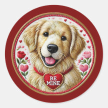 Valentine Golden Retriever Sticker Art