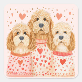 Valentine Goldendoodle Hundar Fyrkantigt Klistermärke
