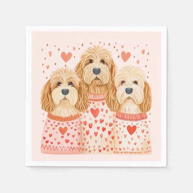 Valentine Goldendoodle Hundar Pappersservett (Framsidan)