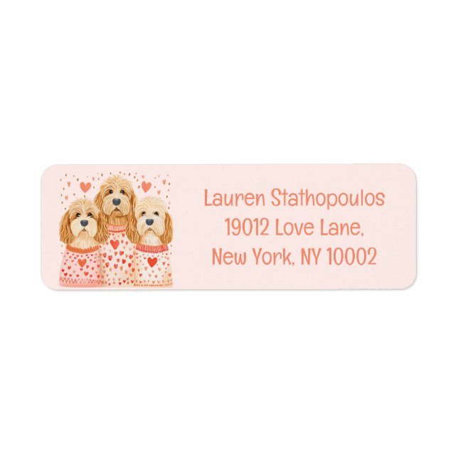 Valentine Goldendoodle Hundar Returadress Etikett (Framsidan)