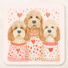 Valentine Goldendoodle Hundar Underlägg Papper Kvadrat