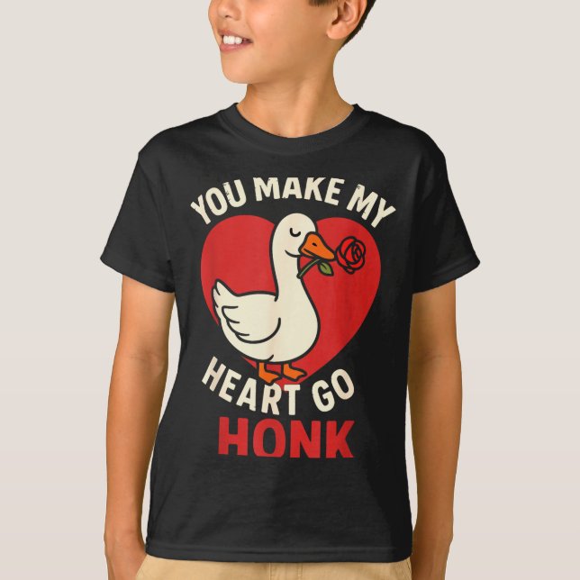 Valentine Goose Love Valentine's - You Make My Hea T Shirt (Framsida)