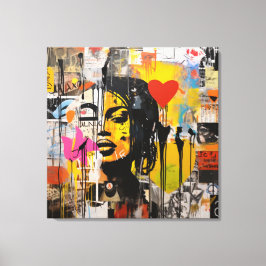 Valentine Graffiti Grunge Art Canvastryck