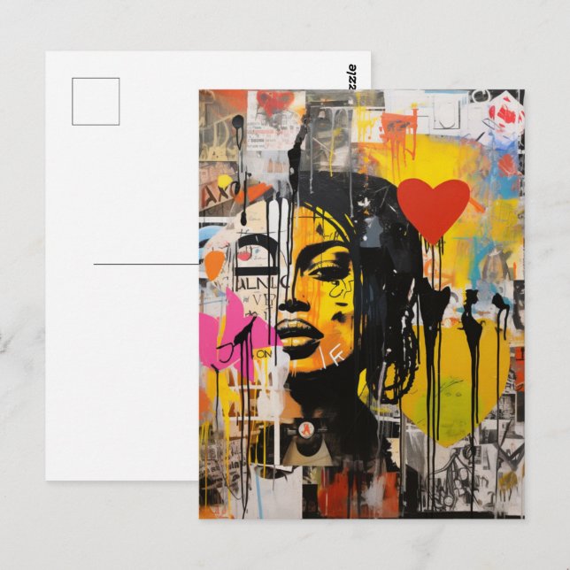 Valentine Graffiti Grunge Art Print Vykort (Fram/baksida)