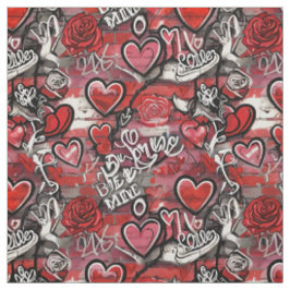 Valentine Graffiti Hjärtmönster Tyg