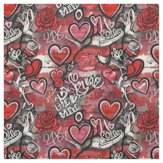 Valentine Graffiti Hjärtmönster Tyg