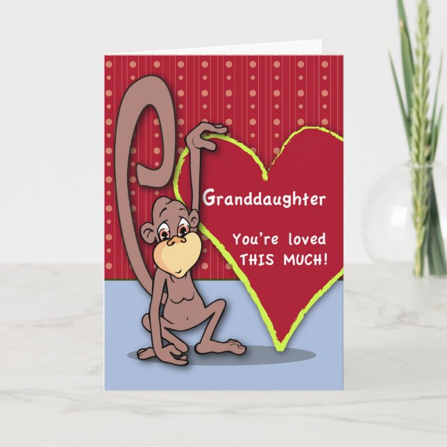 Valentine Granddotter Cute Monkey Helgkort (Framsida)