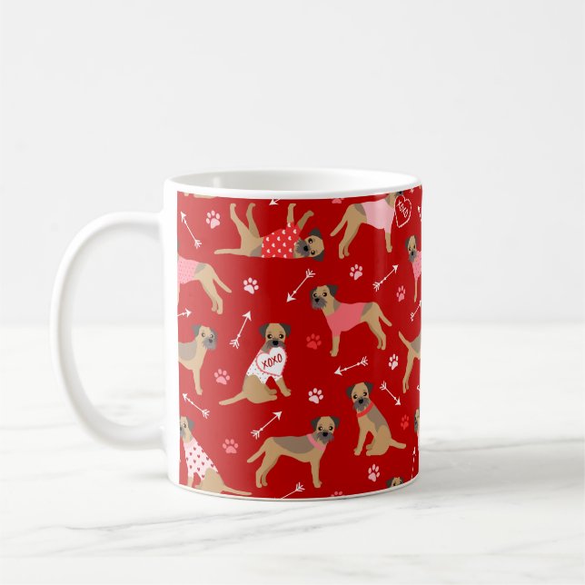 Valentine Gräns Terrier Mönster Coffee Mugg (Vänster)