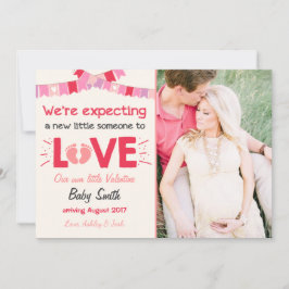 Valentine Gravid Announcement Reveal Kärlek Creme Julkort