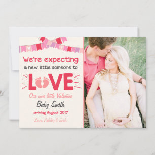 Valentine Gravid Announcement Reveal Kärlek Creme Julkort