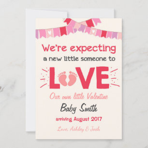 Valentine Gravid Announcement Reveal Kärlek Creme Julkort