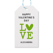 Valentine grönt & white kärlek anpassningsbar-märk