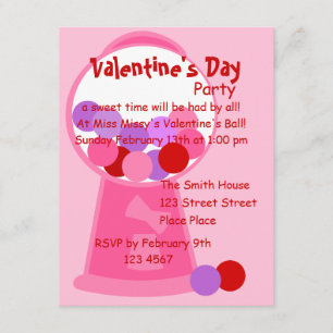 Valentine Gumball Maskin Inbjudningar
