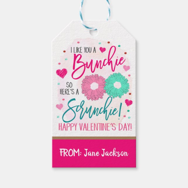 Valentine Hair Scrunchies Gift Märkre Presentetikett (Framsidan)
