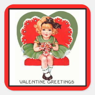 Valentine Hälsning Sticker Fyrkantigt Klistermärke