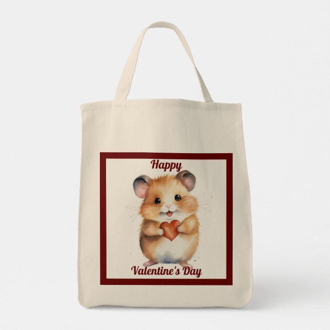 Valentine Hamster with Heart Togo Bag Tygkasse (Baksida)