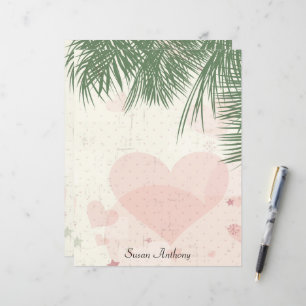 Valentine Handflatan Träd Romantic Beach Stationar
