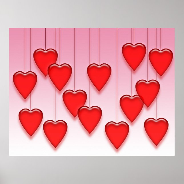 Valentine Hanging Hearts Poster (Framsidan)