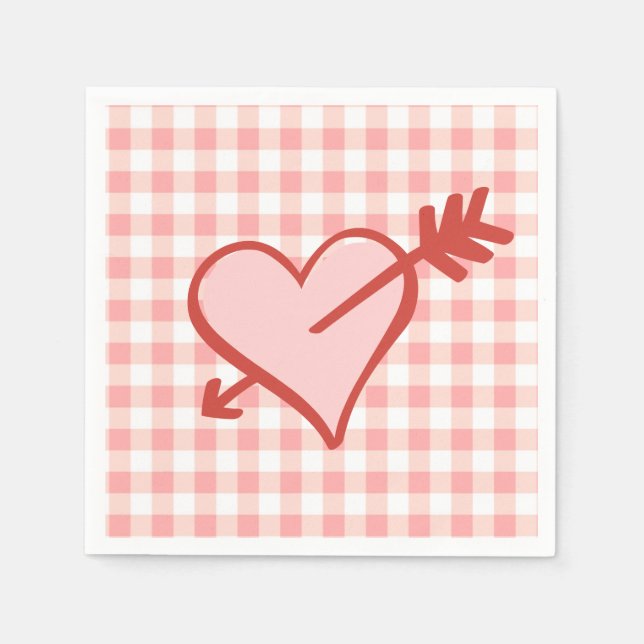 Valentine Heart and Arrow Papper Plate Pappersservett (Framsidan)