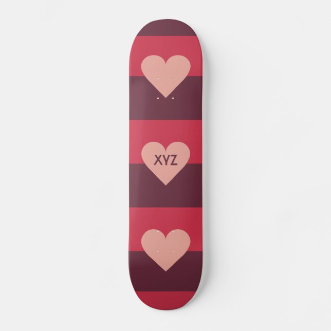 Valentine Heart anpassningsbar monogram skateboard (Framsida)