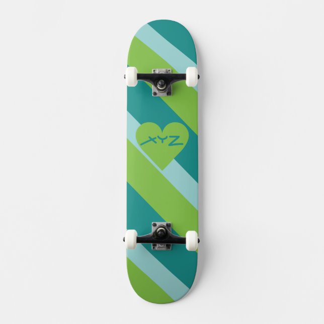 Valentine Heart anpassningsbar monogram skateboard (Framsida)