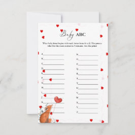 Valentine Heart Baby ABC Baby Shower Game Card Inbjudningar