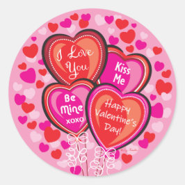 Valentine Heart-ballonger Round Stickers Runt Klistermärke
