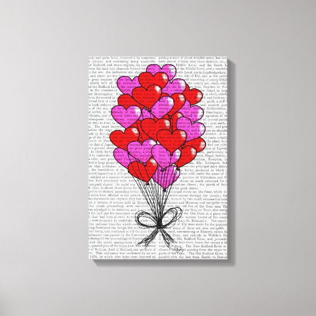 Valentine Heart Balloon Illustration Canvastryck (Framsida)