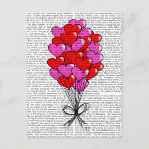 Valentine Heart Balloon Illustration Helg Vykort