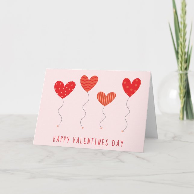 Valentine Heart Balloons Polka dots Rand Red Kort (Framsida)
