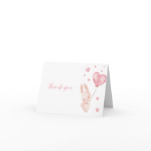 Valentine Heart Bunny Baby Shower Tack för kortet