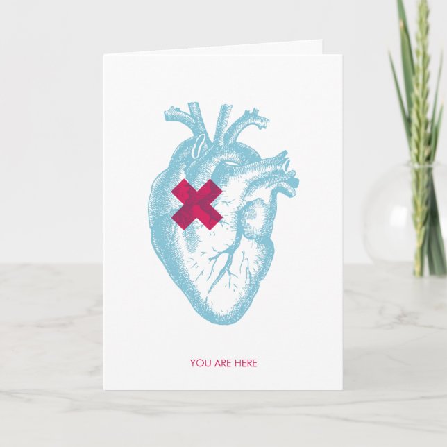 Valentine Heart Card. Du är här. Tack Kort (Framsida)