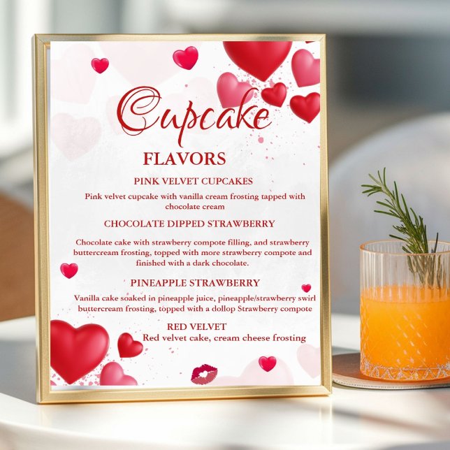 Valentine Heart Cupcake flavors sign Poster (Skapare uppladdad)