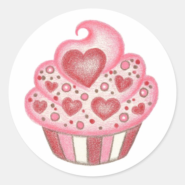 Valentine Heart Cupcake Klistermärke (Framsida)