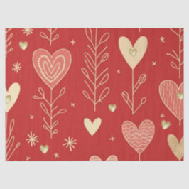 Valentine heart floral tissue paper