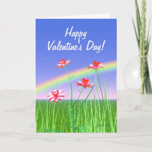 Valentine Heart Flowers Helgkort