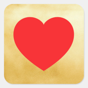 Valentine Heart Gold Foil Fyrkantigt Klistermärke